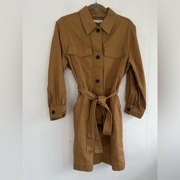 Free Assembly Womens Long Sleeve Belted Utility Mini Dress Tan Size Large - Picture 2 of 13